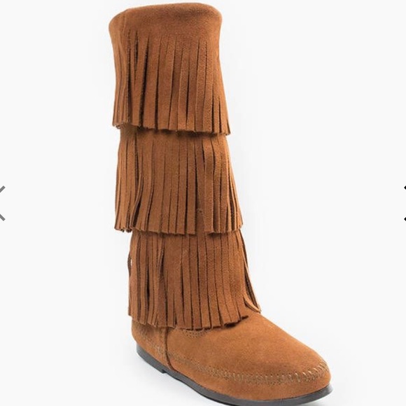 Minnetonka Suede Moccasin Calf-high Boots W8 - Picture 3 of 4